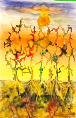 The six degrees of separation, 12x18 inch, watercolors on cold press paper SKU 4058
