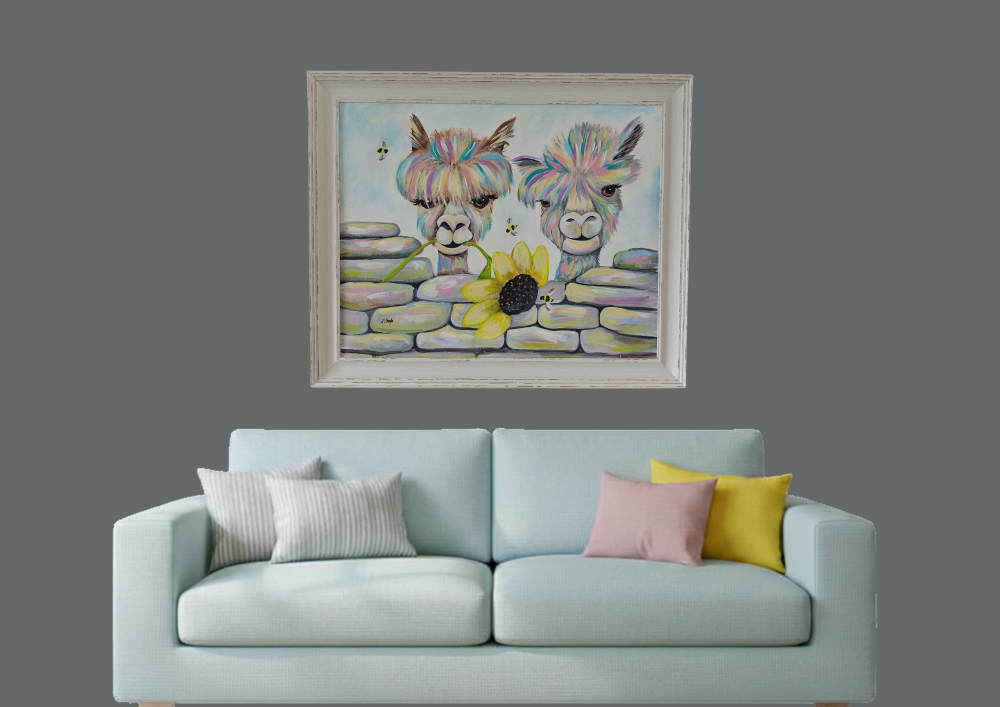 Alpacas in pastels. Sunflower and smiles 