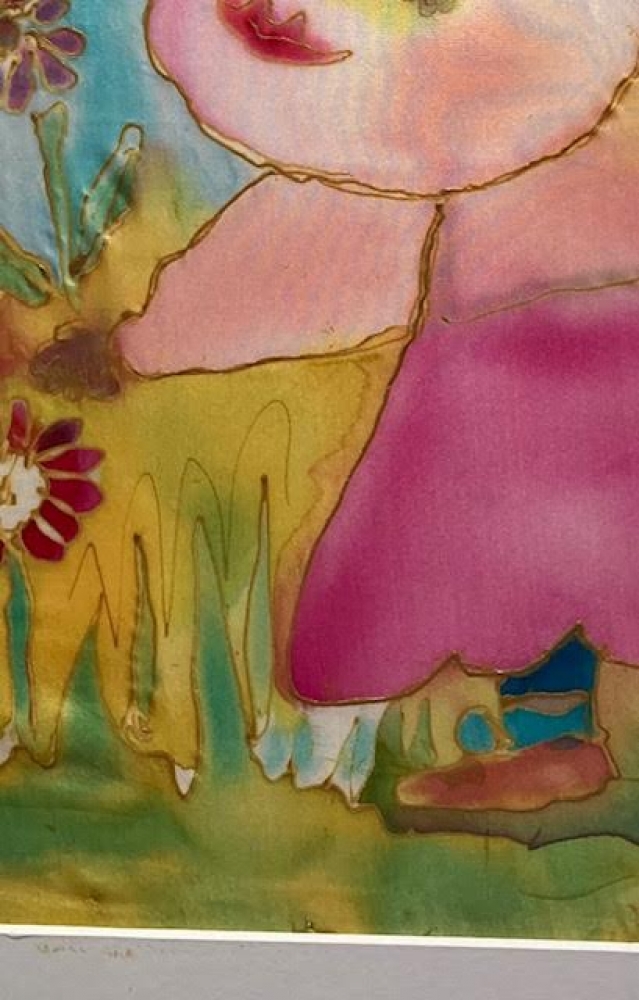'Girl Picking Flowers with Blue Socks'