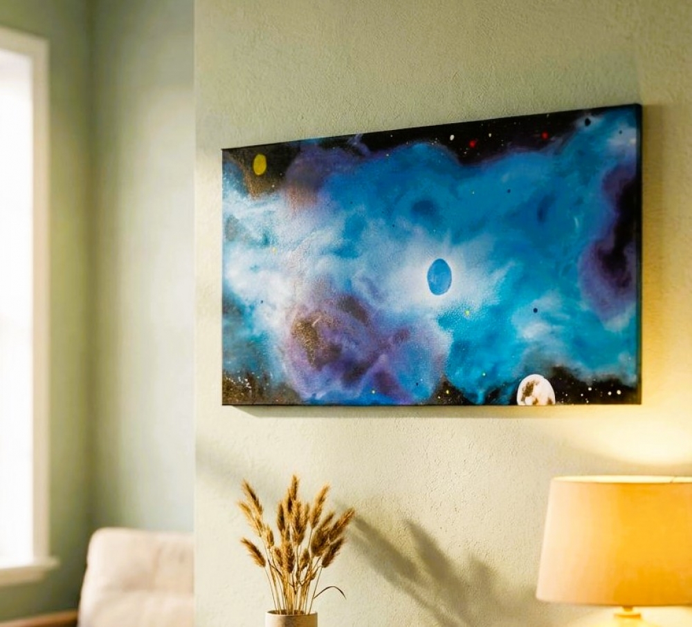 Outer Space Blue Nebula