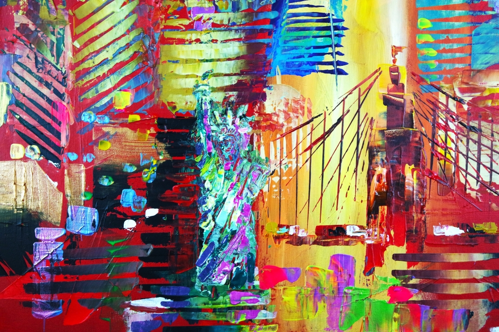 City New York Sunset Abstract 646