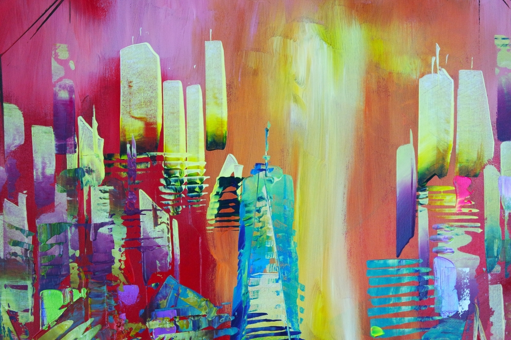 City New York Sunset Abstract 646