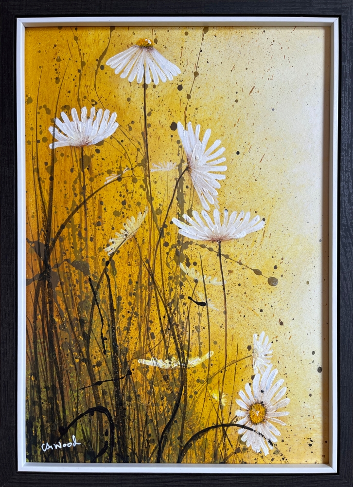 Dainty Flowers in Yellow Orange Framed