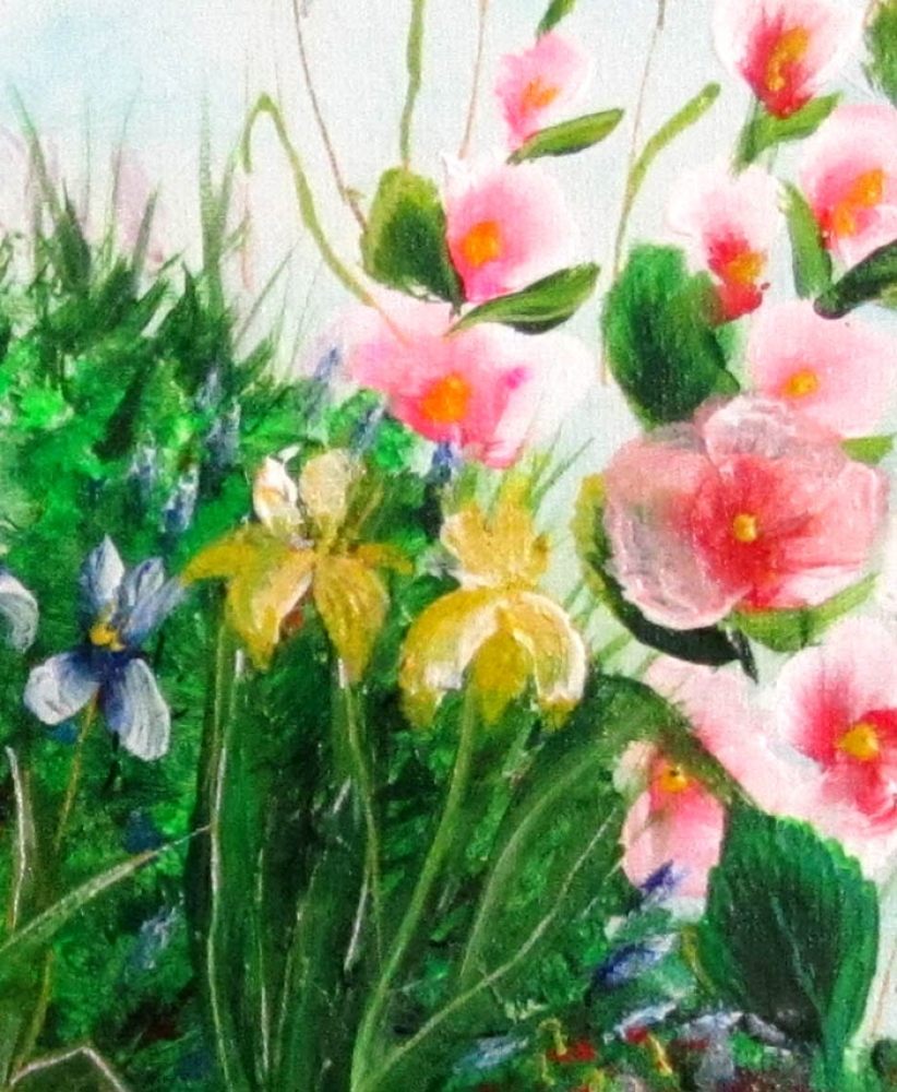Hollyhocks on the rocks