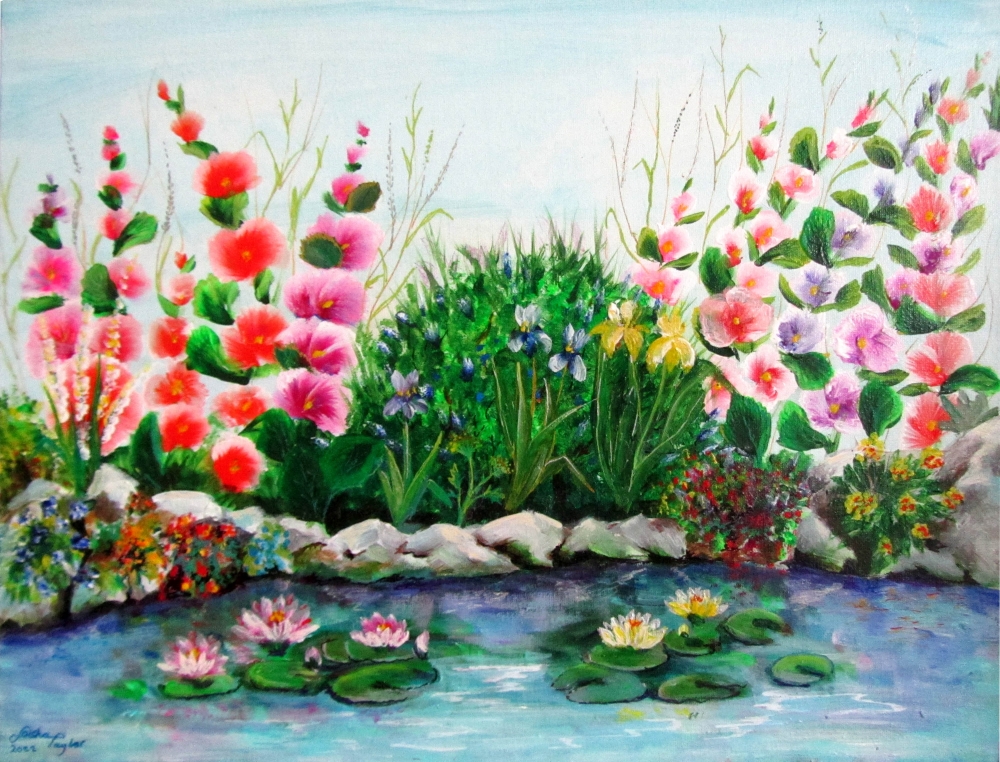 Hollyhocks on the rocks