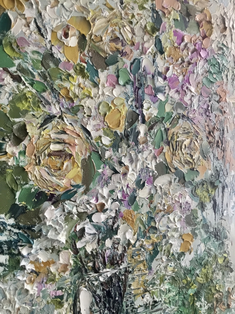 Blooming Harmony – Original Textured Oil Painting on Canvas, Large Floral Bouquet