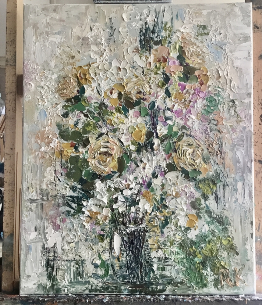 Blooming Harmony – Original Textured Oil Painting on Canvas, Large Floral Bouquet