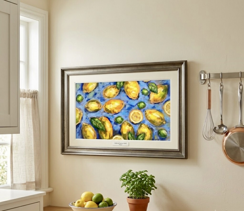Original Soft Pastel Lemons Painting on Pastelmat 25x50 cm |