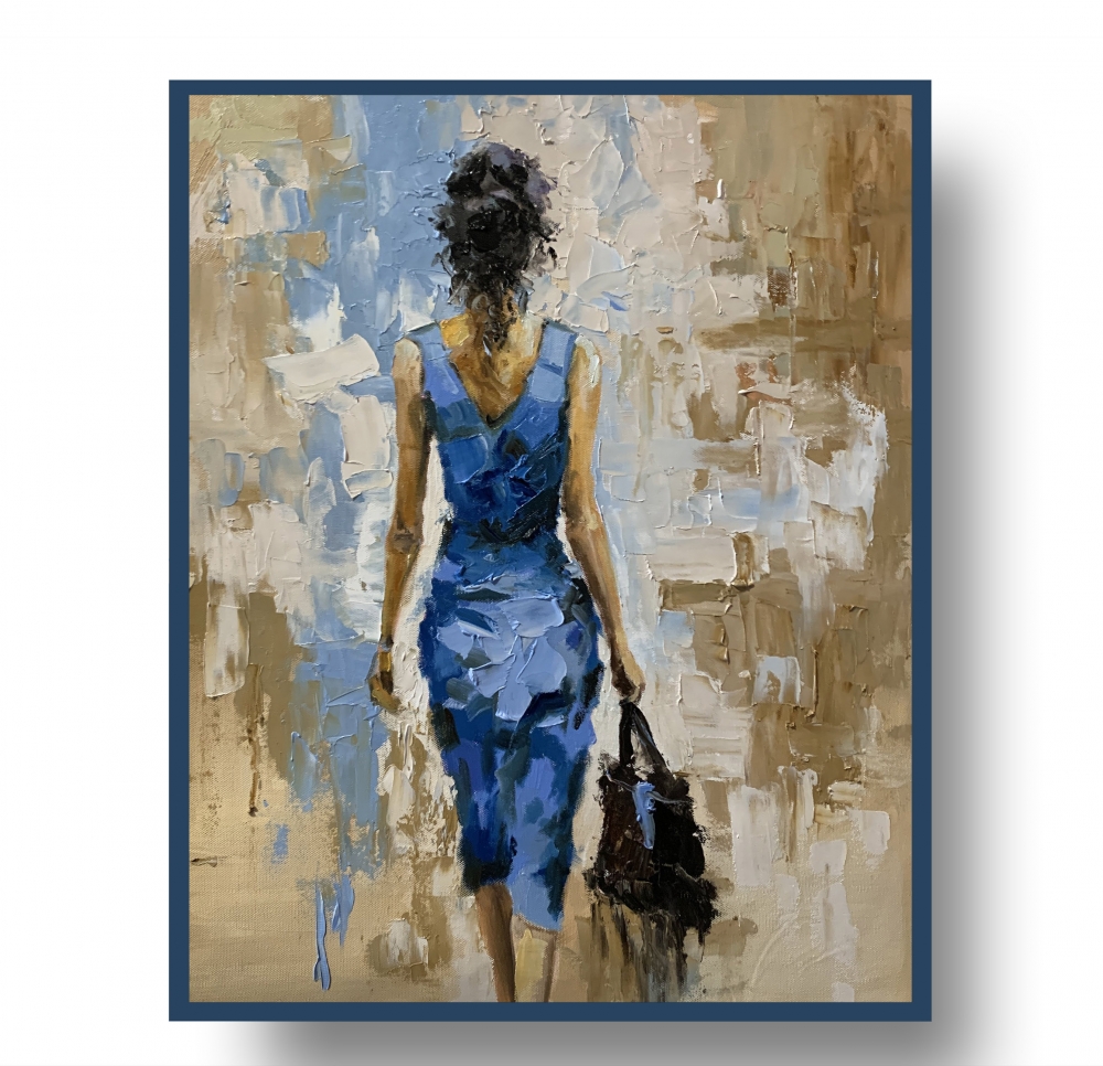 Woman in Blue Dress.