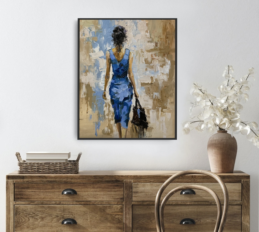 Woman in Blue Dress.