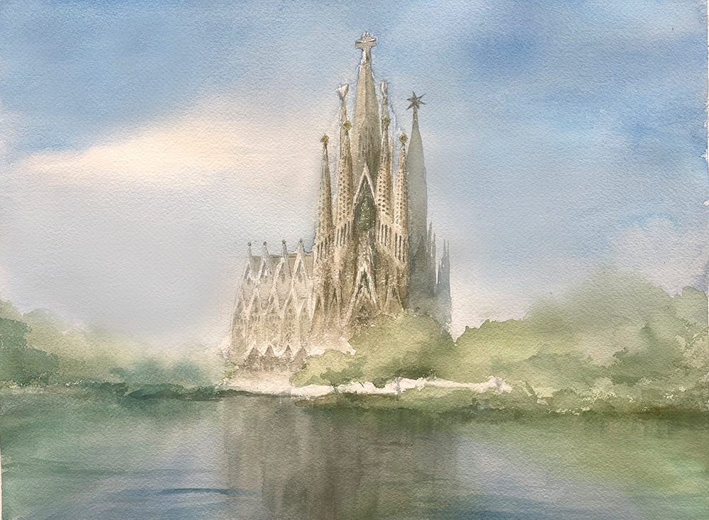 Reflection of Sagrada Família (Watercolour - Original)