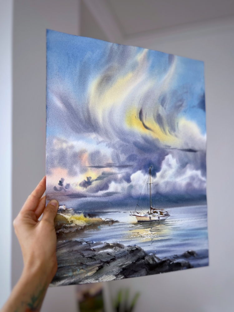 Yacht under the sea skies