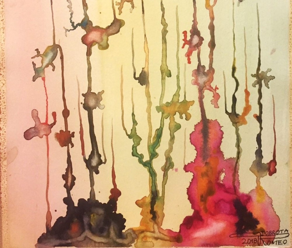 Connection to Universe, Galaxy, 12x18, inch Watercolors on cold press paper, SKU 4049 