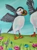 Dancing puffins original artwork 