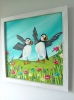 Dancing puffins original artwork 