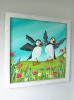 Dancing puffins original artwork 