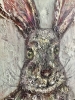 The Watchful Hare – Original Impasto Oil Painting on 3D Canvas, Textured Wildlife Art, Contemporary Rabbit Portrait