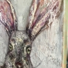 The Watchful Hare – Original Impasto Oil Painting on 3D Canvas, Textured Wildlife Art, Contemporary Rabbit Portrait
