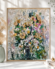 Blooming Harmony – Original Textured Oil Painting on Canvas, Large Floral Bouquet