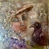 A visitor from Before-woman with a raven painting