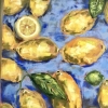 Original Soft Pastel Lemons Painting on Pastelmat 25x50 cm |