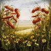 Orange Floral Olive Green Landscape