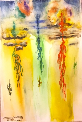 Galaxy plants, 12x18 inch, Watercolors on cold press paper SKU 4052 
