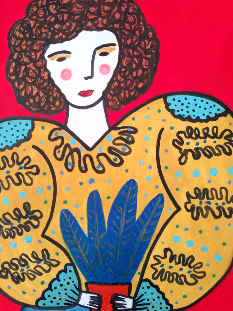 Woman with a pot of plant