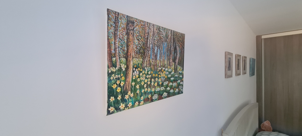 Woodland with Daffodils and Bluebells