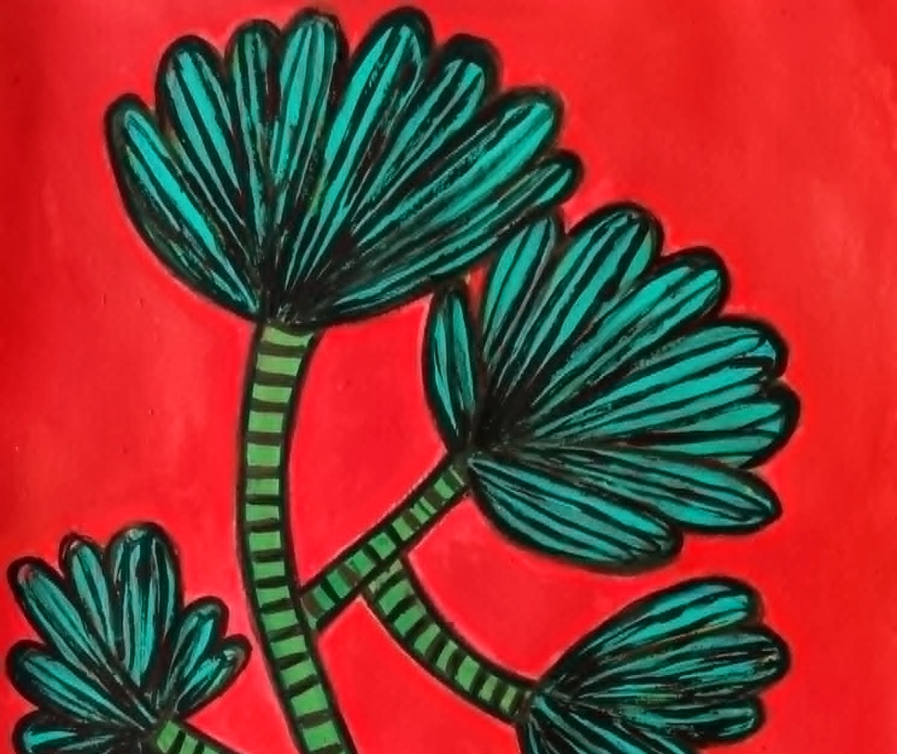 Palm Tree in a green pot 