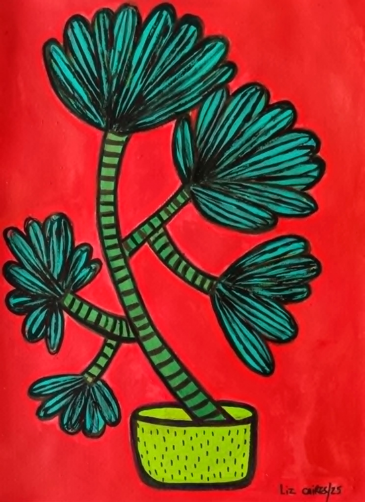 Palm Tree in a green pot 
