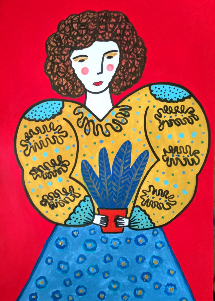 Woman with a pot of plant