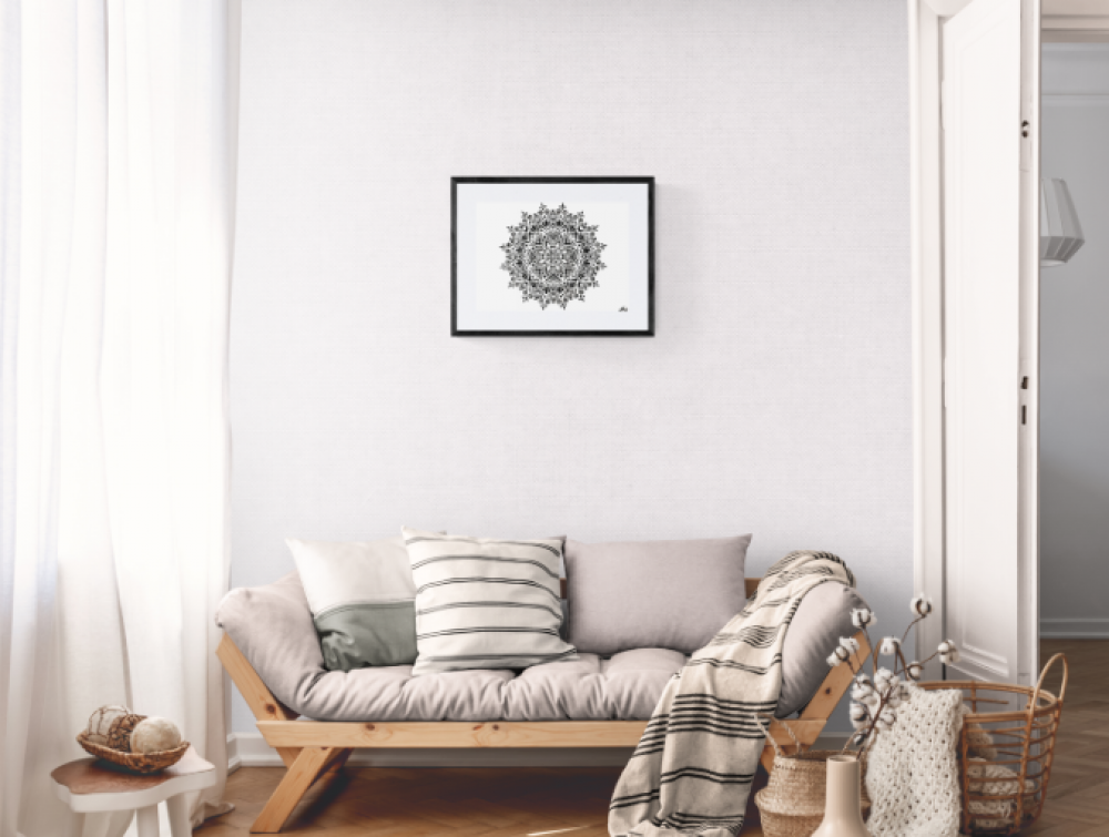 Black on white mandala