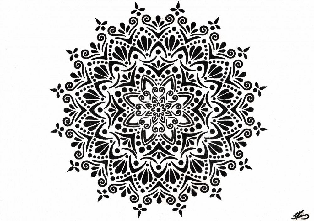 Black on white mandala