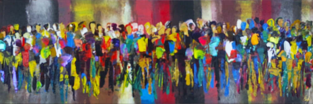 Colourful crowds abstract 842