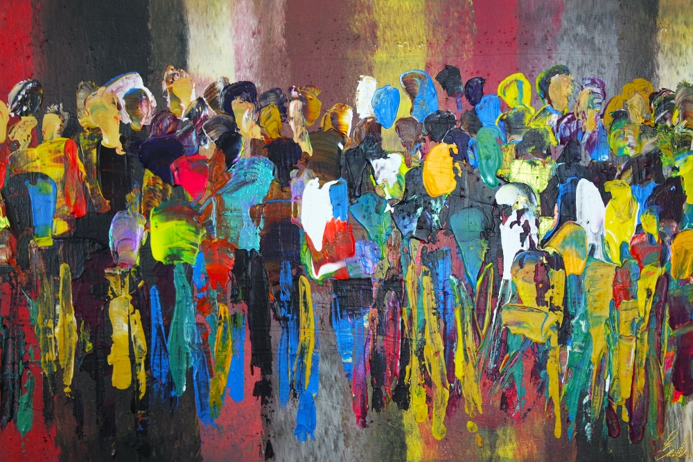Colourful crowds abstract 842