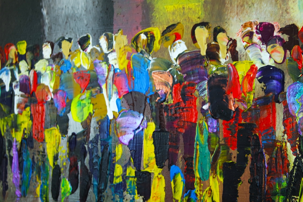 Colourful crowds abstract 842