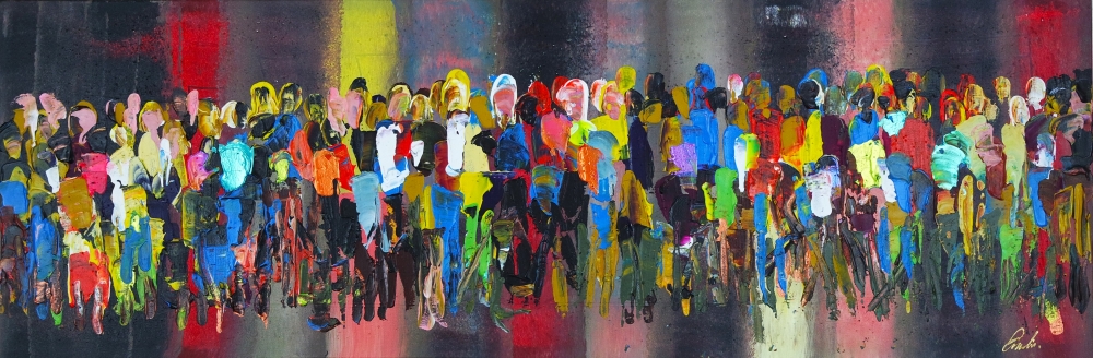 Colourful crowds abstract 849