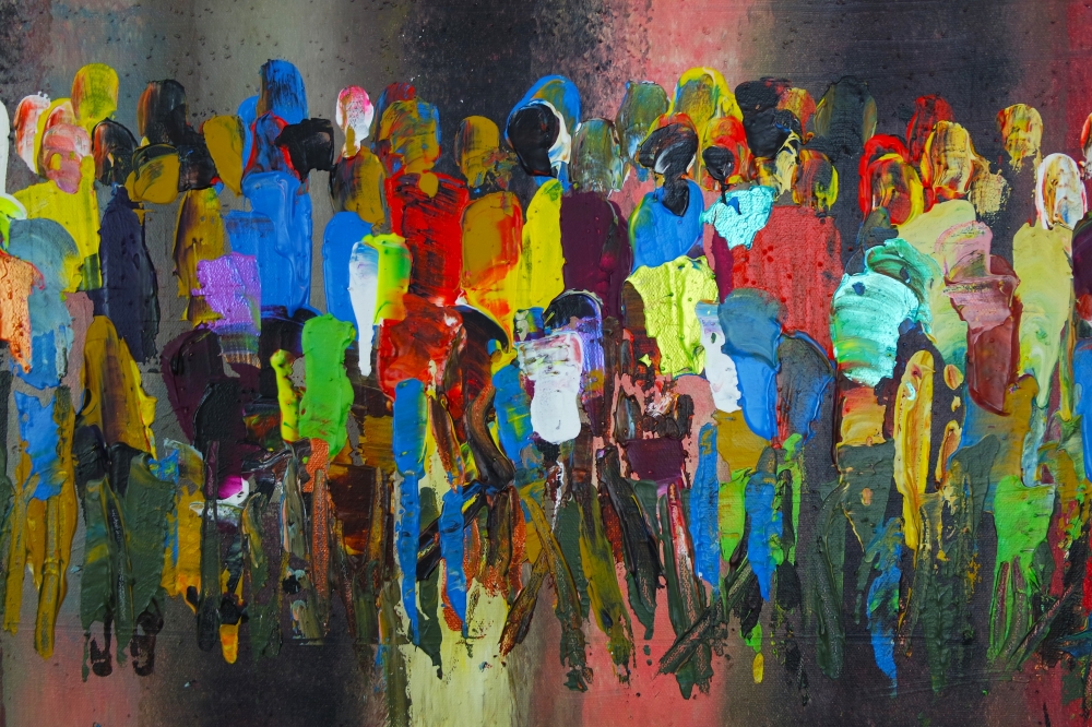 Colourful crowds abstract 849