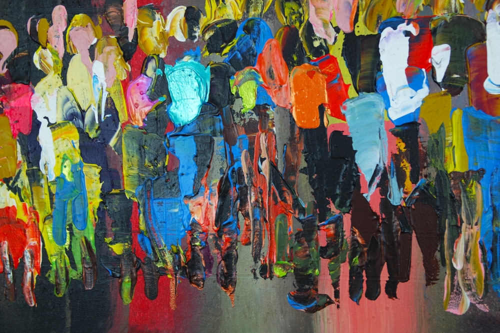 Colourful crowds abstract 849