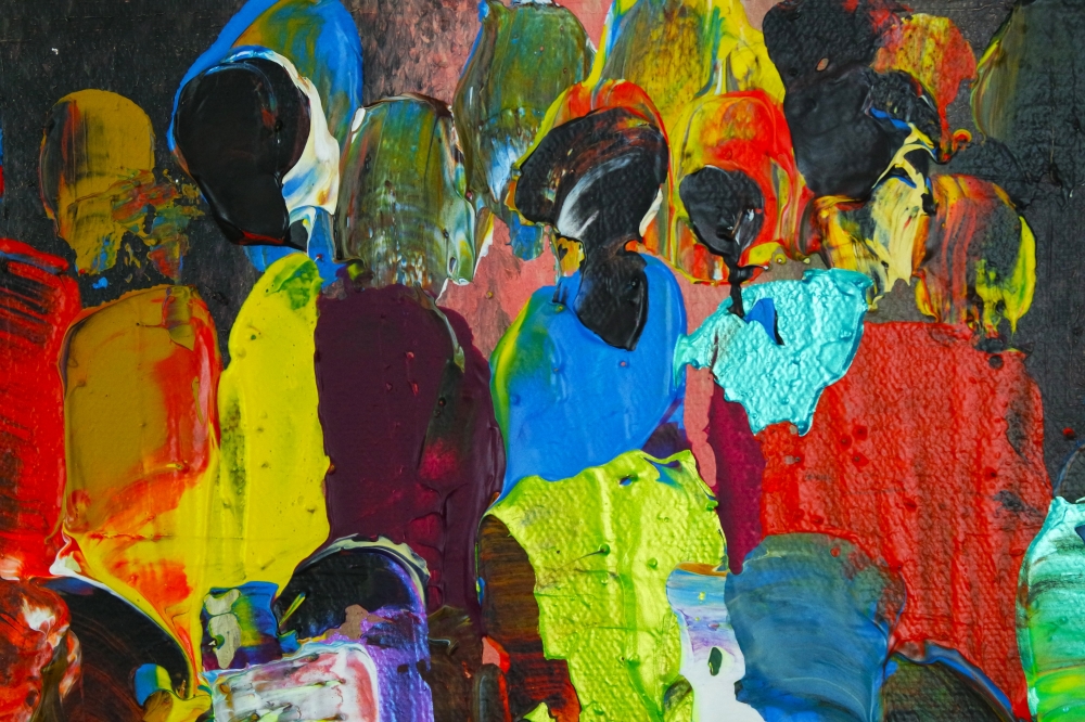 Colourful crowds abstract 849