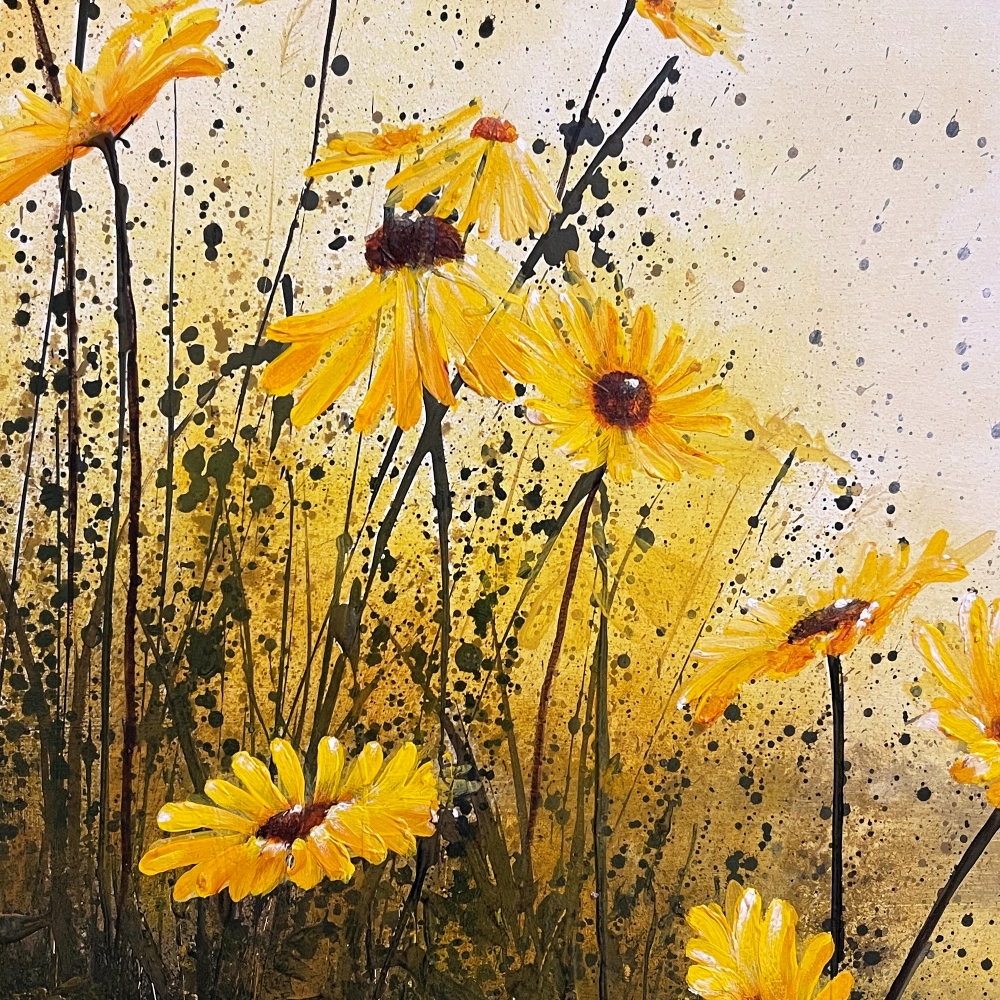 Floral Breeze Orange Yellow Framed