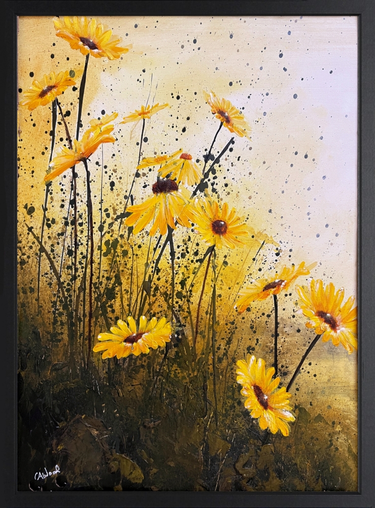 Floral Breeze Orange Yellow Framed