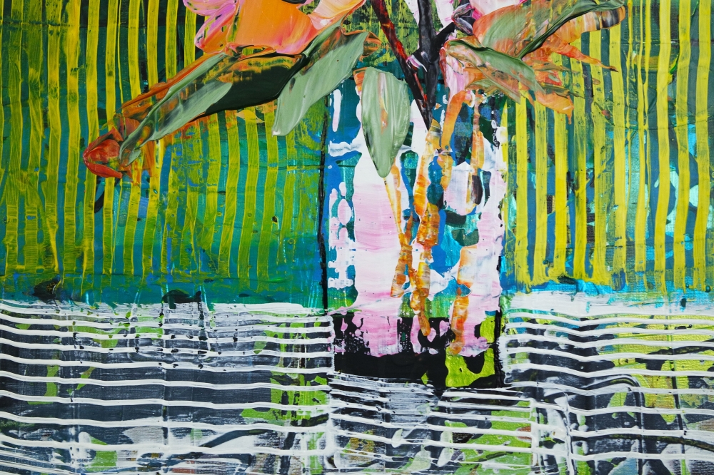 Flowers in Vase Stripes Abstract 735