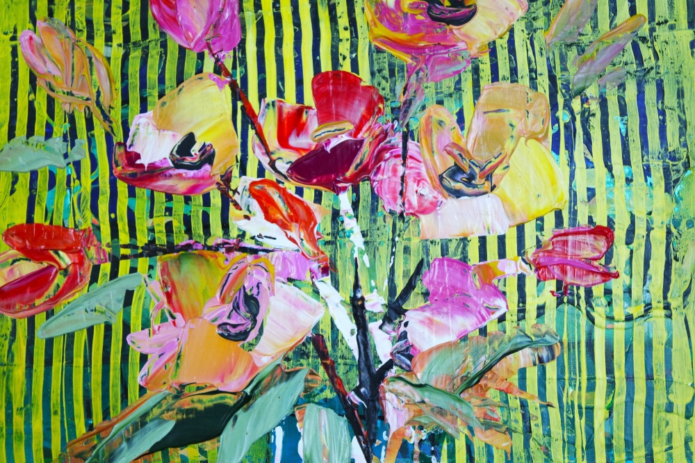 Flowers in Vase Stripes Abstract 735