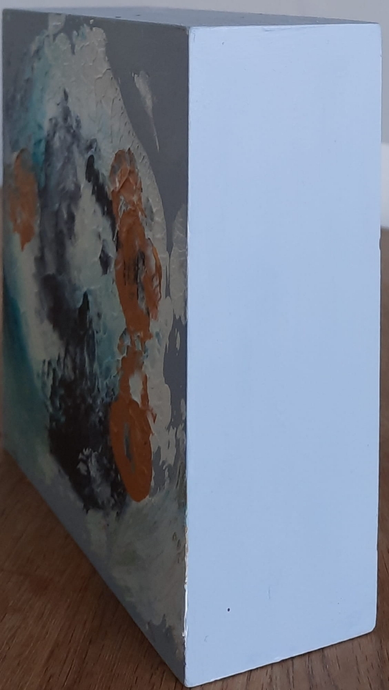 Original Jewel-Toned Gold & Turquoise Abstract Painting on Cradled Wood Panel – “Gold Circle”