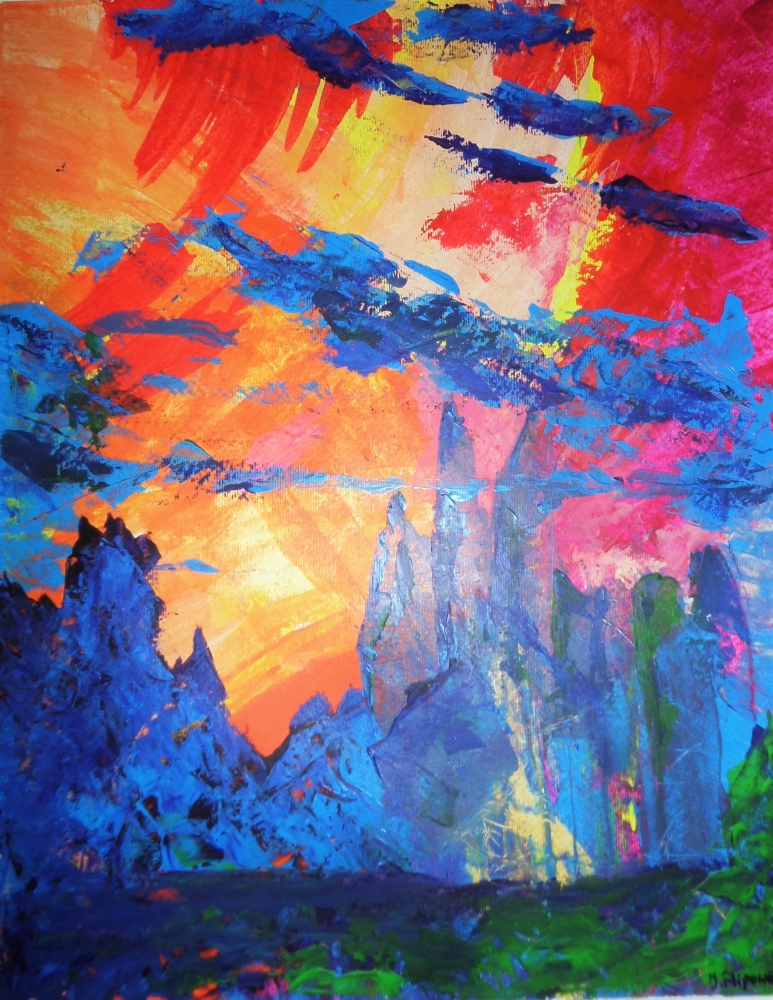 City of Illusions — Literary Abstract Acrylic by Jarek Filipowicz