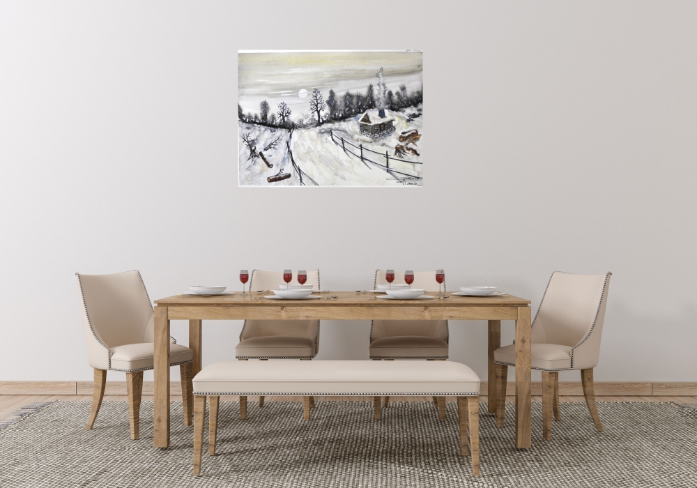 Canadian mountain winter, 11x15 inch, 28x38 cm, water colors, SKU 4026 