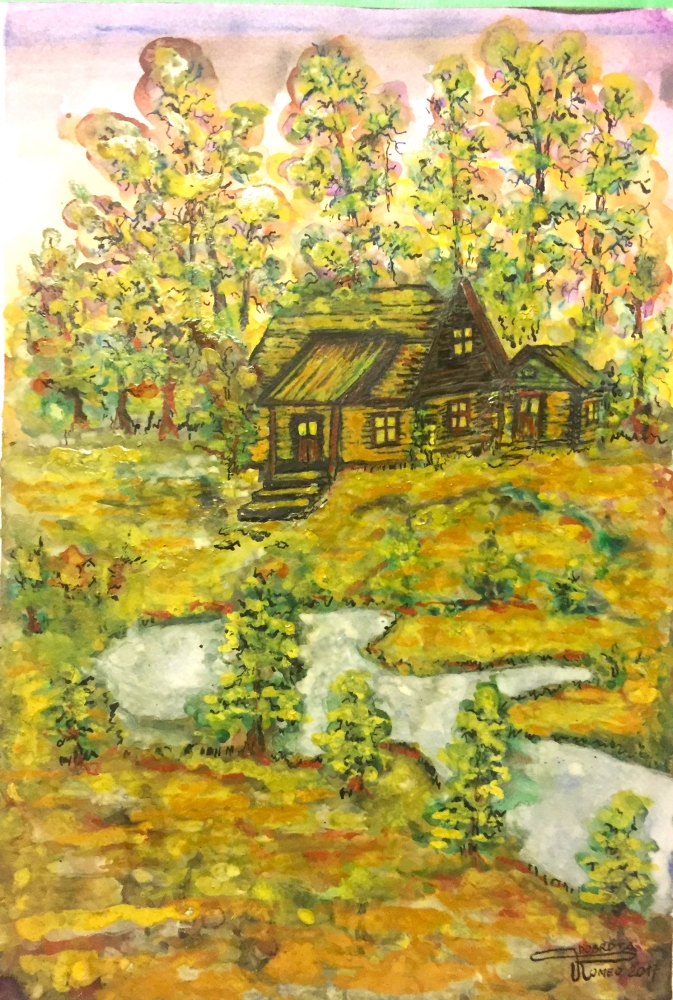 The old chalet, 12x17.5 inch, water colors SKU 4032