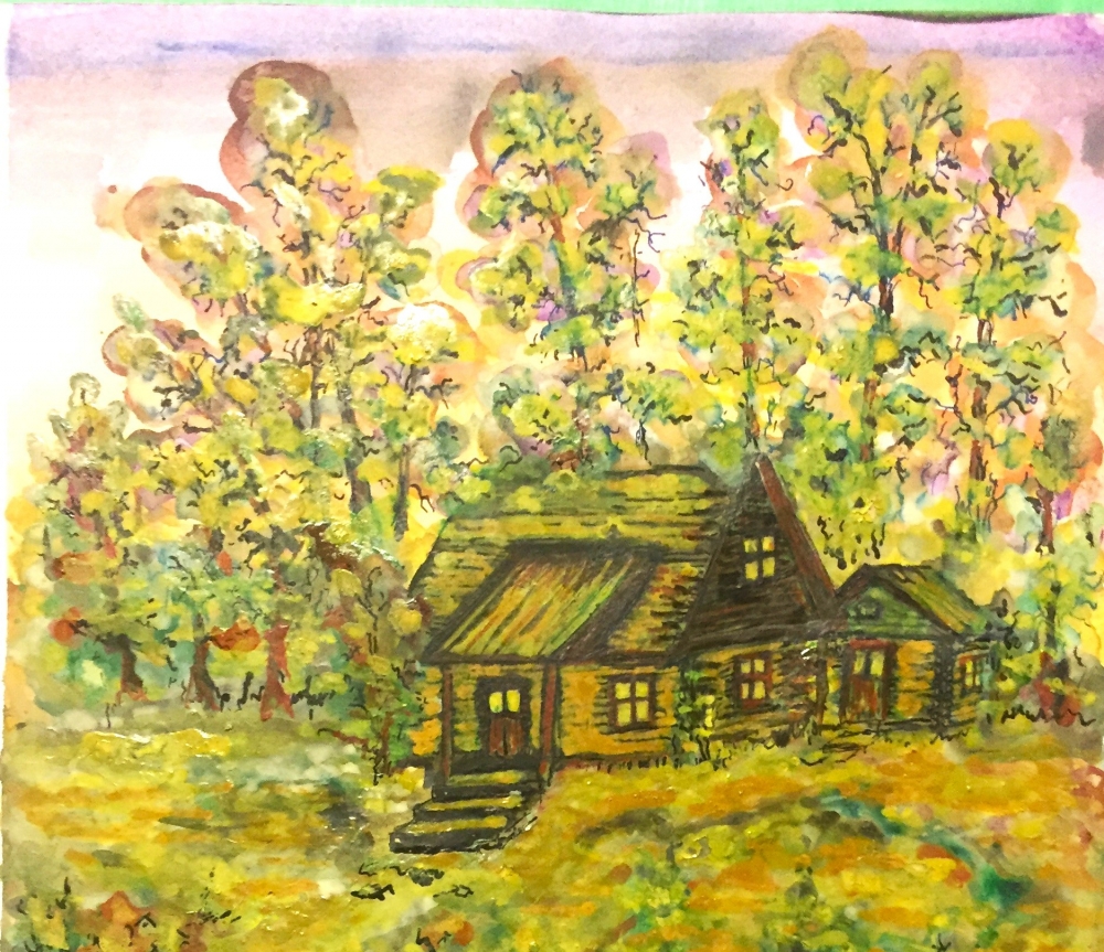 The old chalet, 12x17.5 inch, water colors SKU 4032